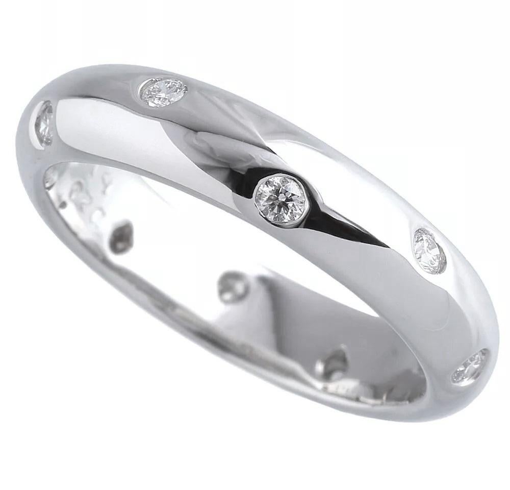Round Cut TIFFANY & Co. Etoile Platinum Diamond 4mm Band Ring 6.5 For Sale
