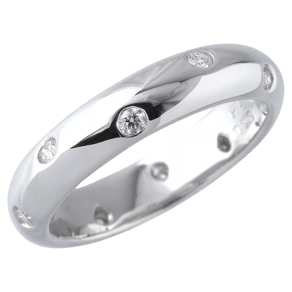 TIFFANY & Co. Etoile, bague à anneau de 4 mm en platine et diamants 6,5