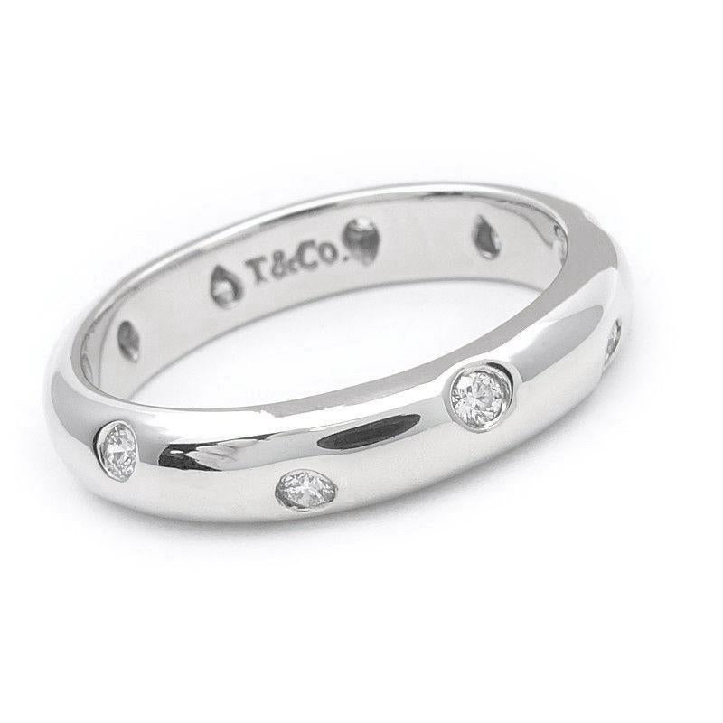 Round Cut TIFFANY & Co. Etoile Platinum Diamond 4mm Band Ring 7 For Sale
