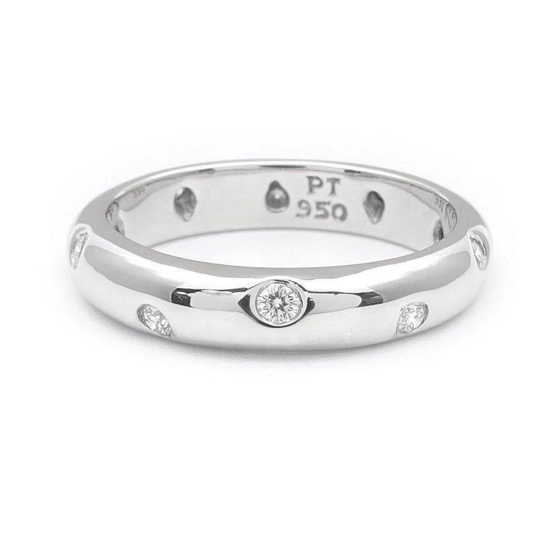 TIFFANY & Co. Etoile Platinum Diamond 4mm Band Ring 7 In Excellent Condition For Sale In Los Angeles, CA