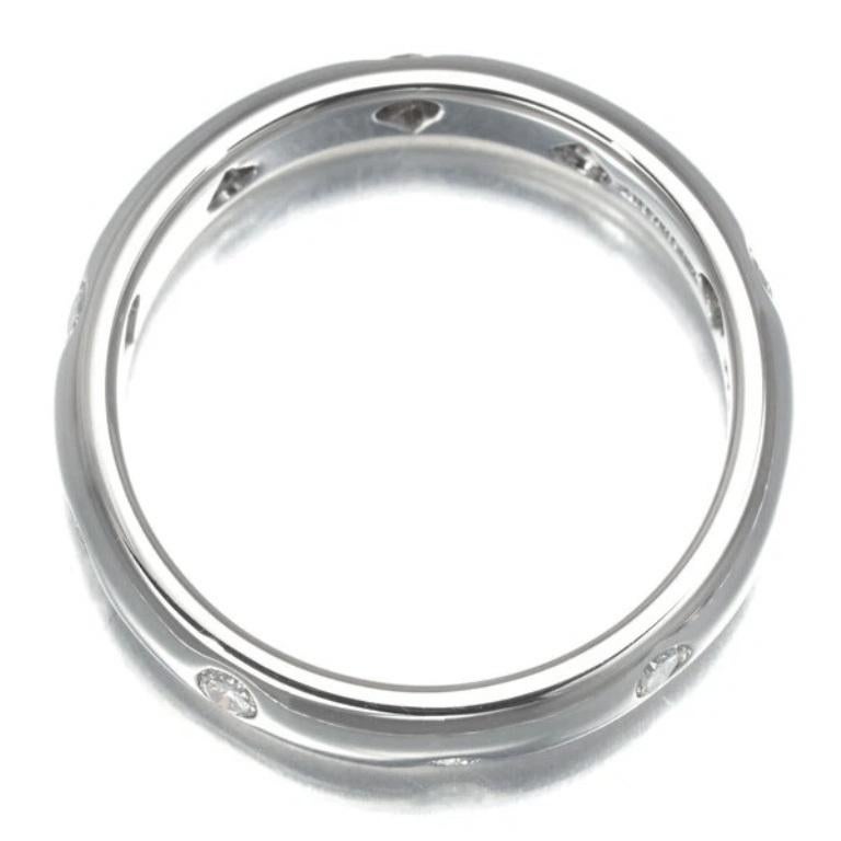 TIFFANY & Co. Etoile Platinum Diamond 4mm Band Ring 7 Excellent état - En vente à Los Angeles, CA