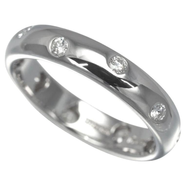 TIFFANY & Co. Etoile Platinum Diamond 4mm Band Ring 7