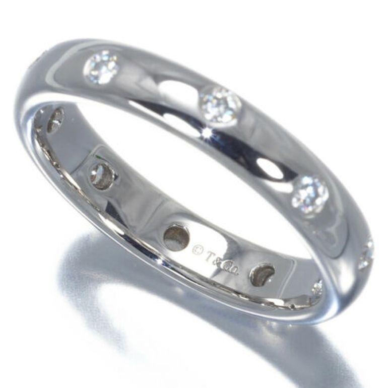 Round Cut TIFFANY & Co. Etoile Platinum Diamond 4mm Band Ring 7.5