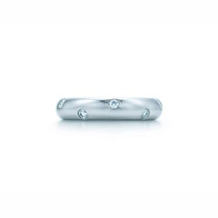 TIFFANY & Co. Etoile Platinum Diamond 4mm Band Ring 8.5 New