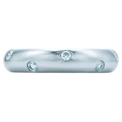 TIFFANY & Co. Etoile Platinum Diamond 4mm Band Ring 8.5 New