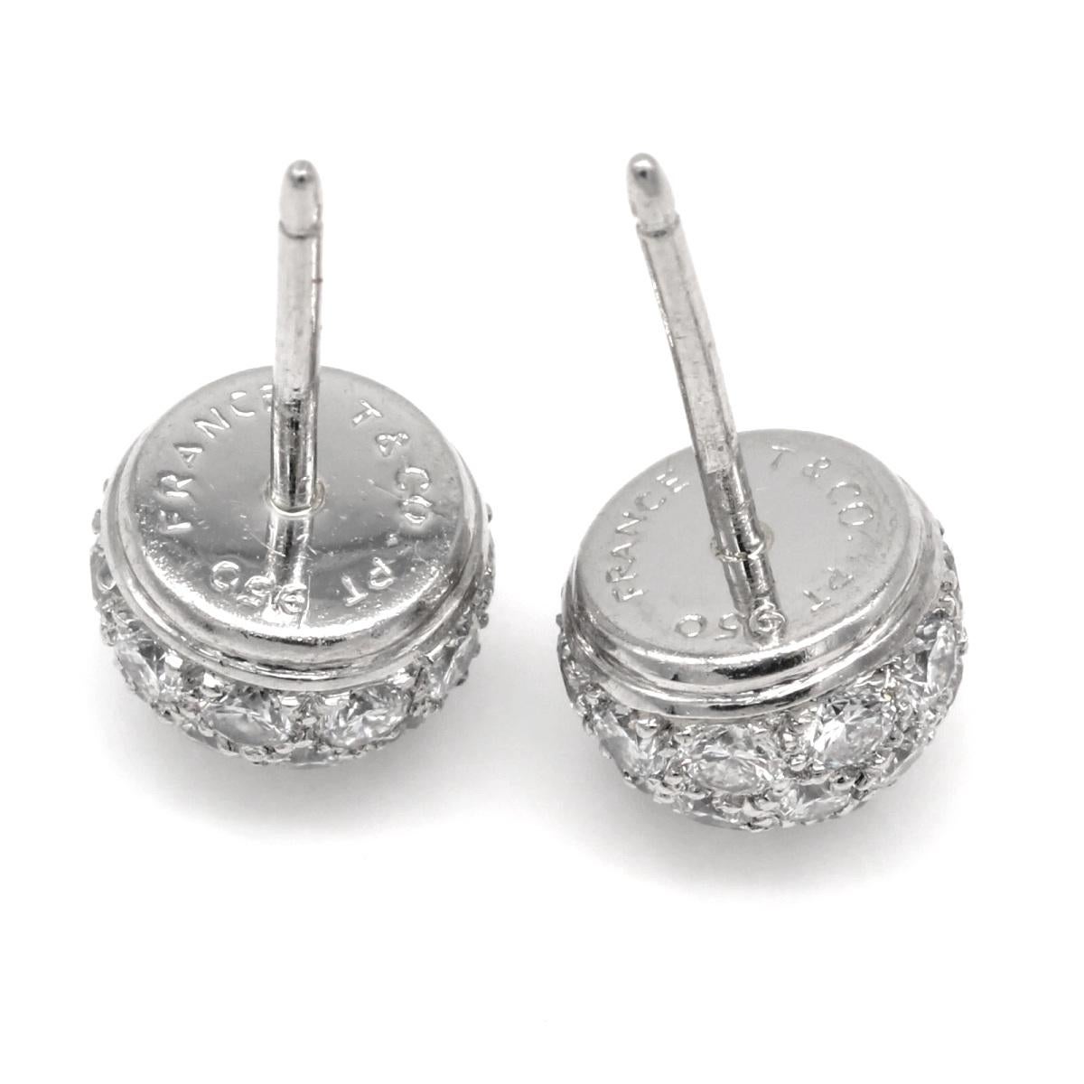 TIFFANY & CO. Orecchini a sfera con diamante in platino Etoile in vendita 1