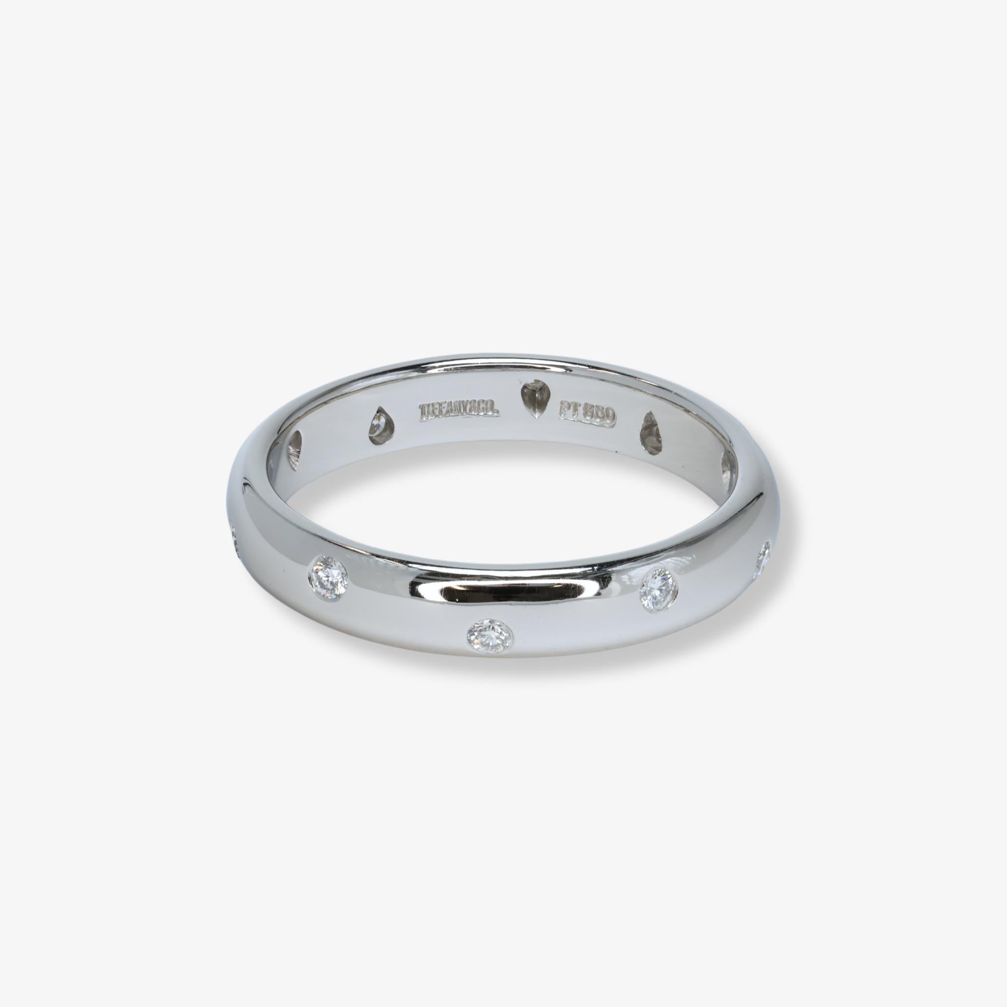 Round Cut Tiffany & Co. Etoile Platinum & Diamond Band For Sale