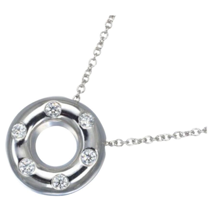 TIFFANY & Co. Etoile Platinum Diamond Circle Pendant Necklace For Sale