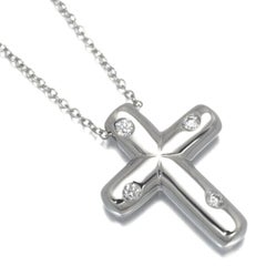 TIFFANY & Co. Etoile Platinum Diamond Cross Pendant Necklace