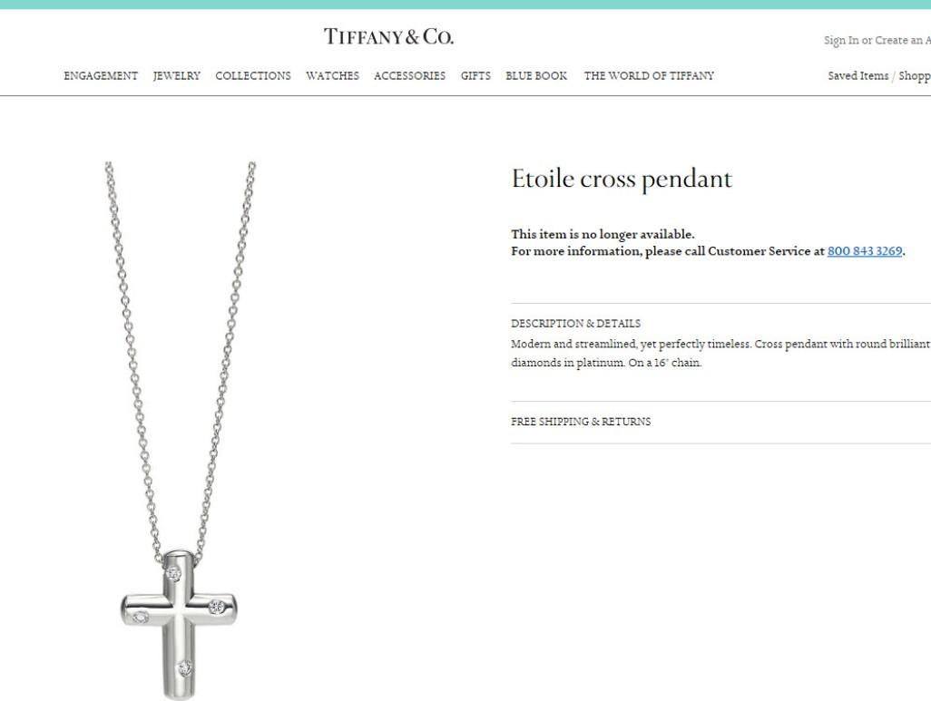 TIFFANY & Co. Etoile Platinum Diamond Cross Pendant Necklace en venta 1