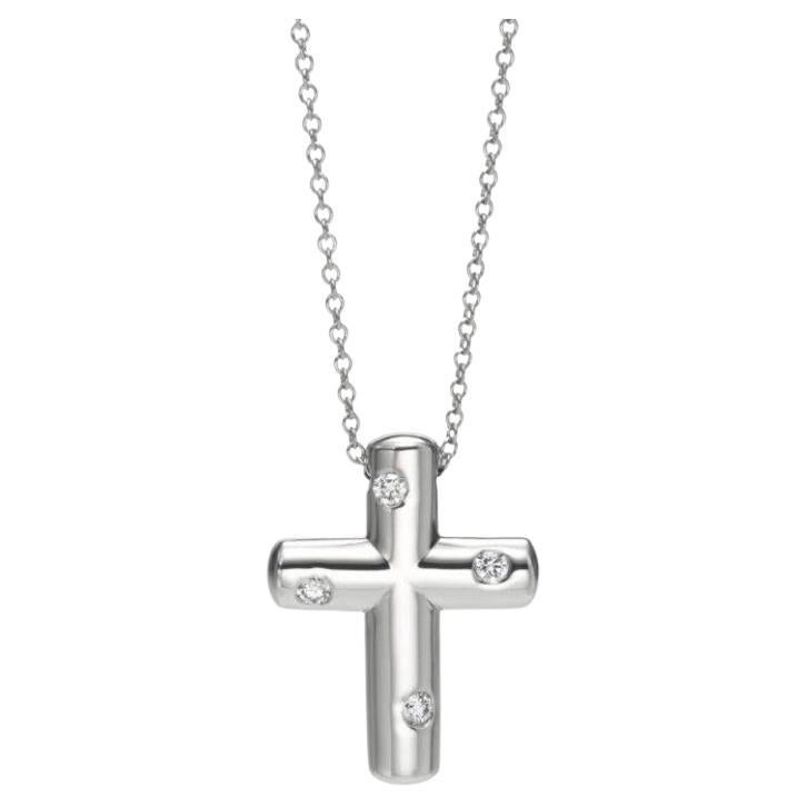 TIFFANY & Co. Etoile Platinum Diamond Cross Pendant Necklace