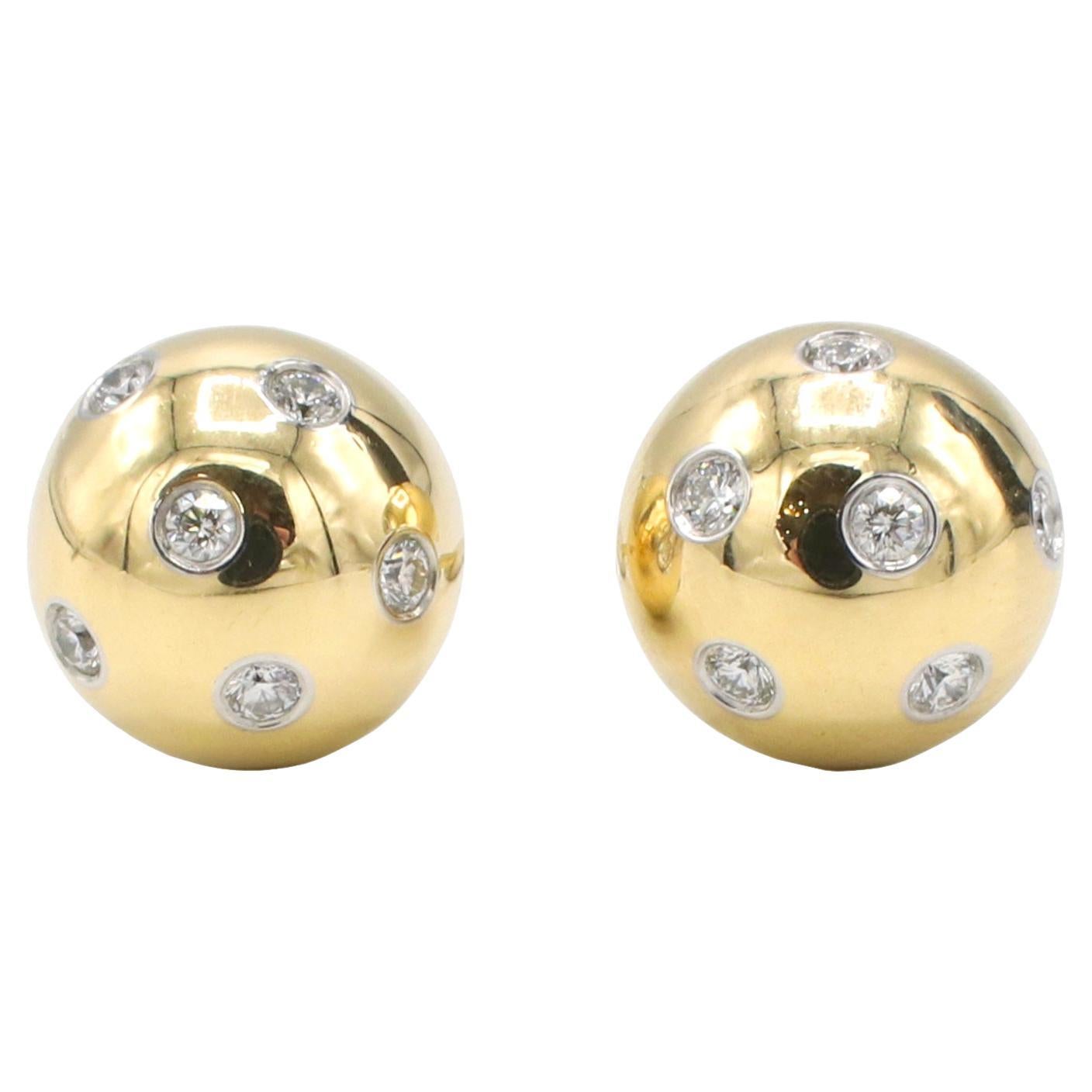 Tiffany & Co. Etoile Platinum & Gold Ball Stud Earrings