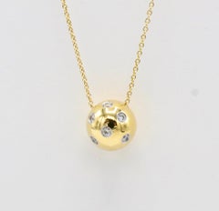 Tiffany & Co. Etoile Platinum & Gold Diamond Ball Drop Pendant Necklace