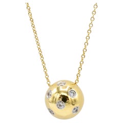 Tiffany & Co. Etoile Platinum & Gold Diamond Ball Drop Pendant Necklace