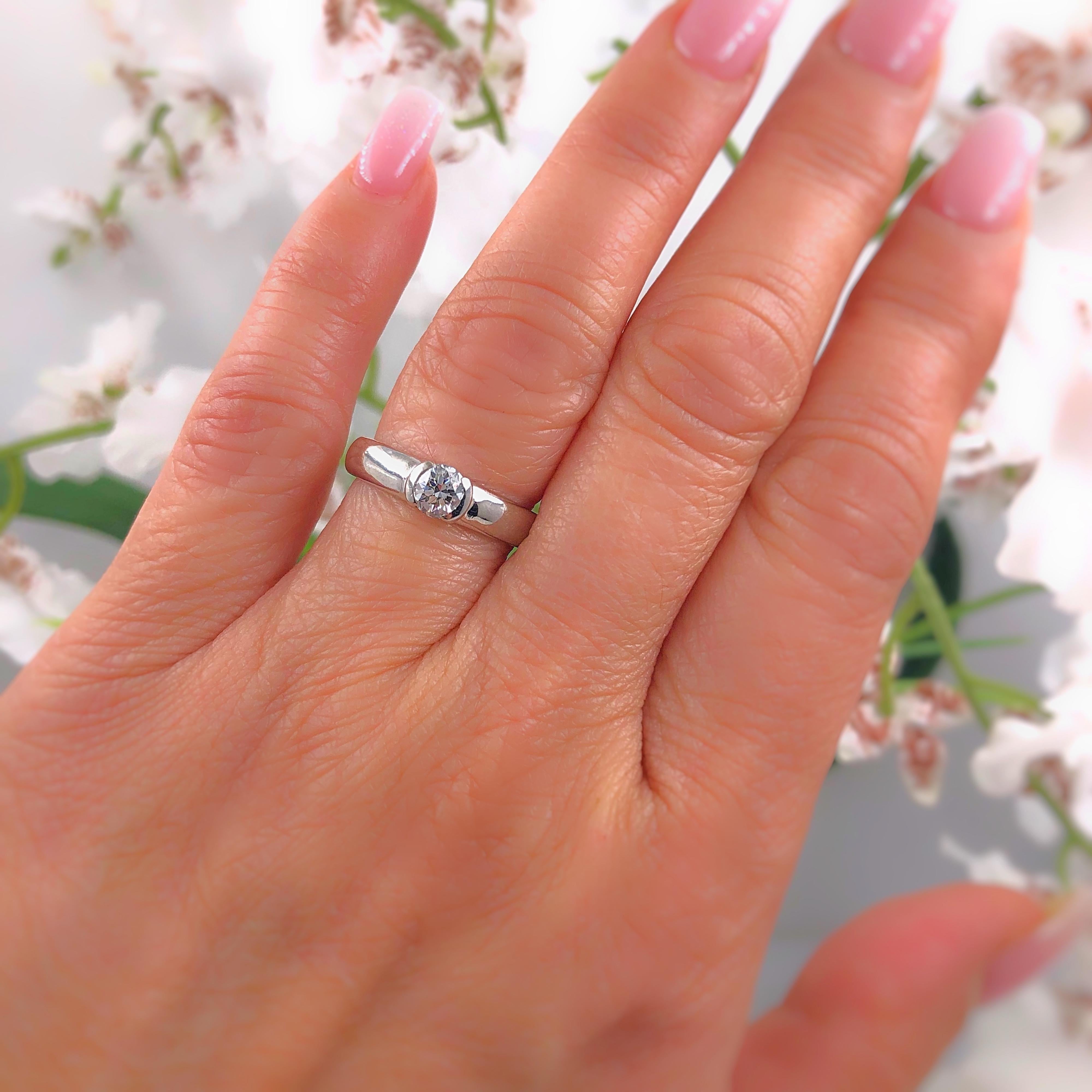 Round Cut Tiffany & Co. Etoile Round Diamond 0.39 Carat Engagement Ring in Platinum