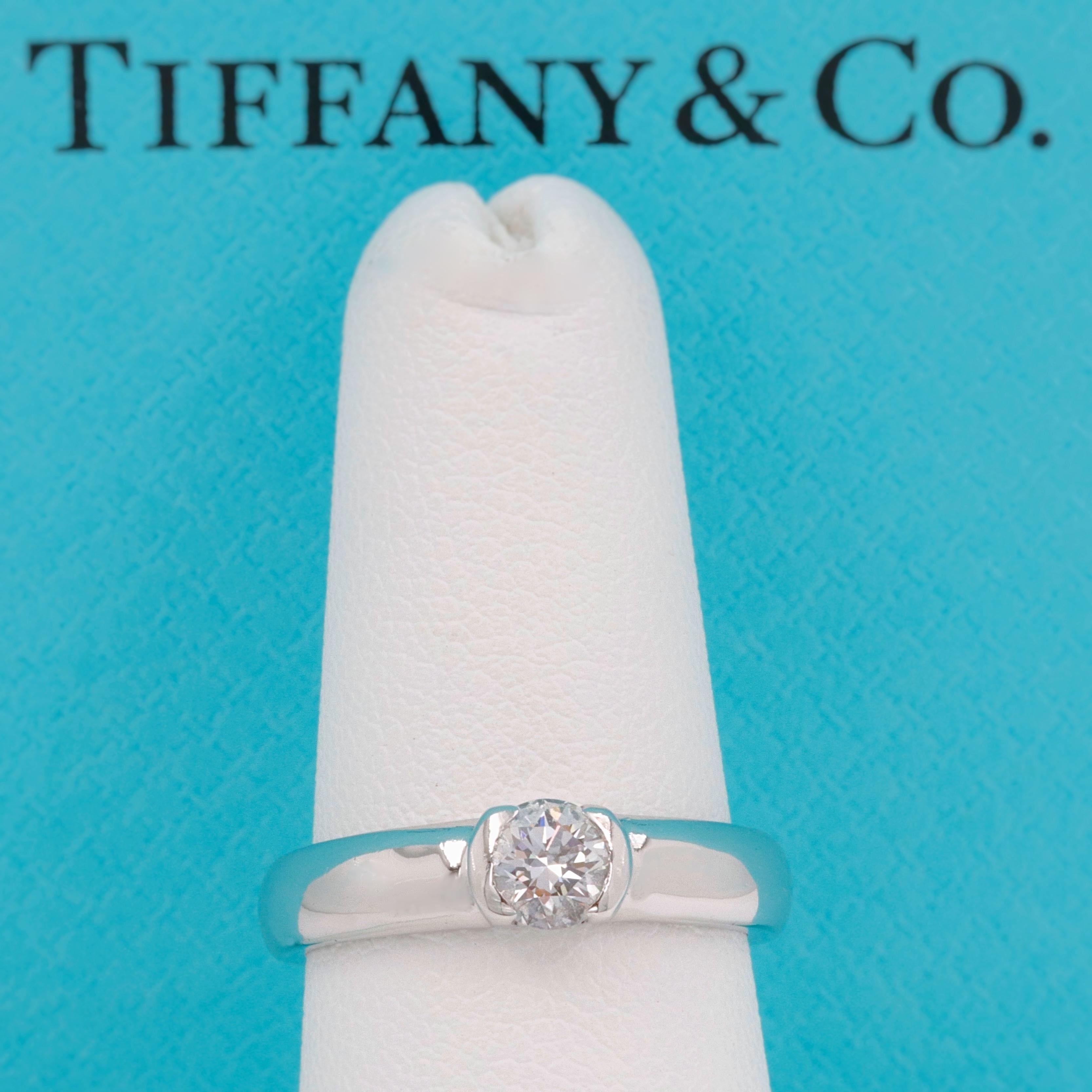 Tiffany & Co. Etoile Round Diamond 0.39 Carat Engagement Ring in Platinum In Excellent Condition In San Diego, CA