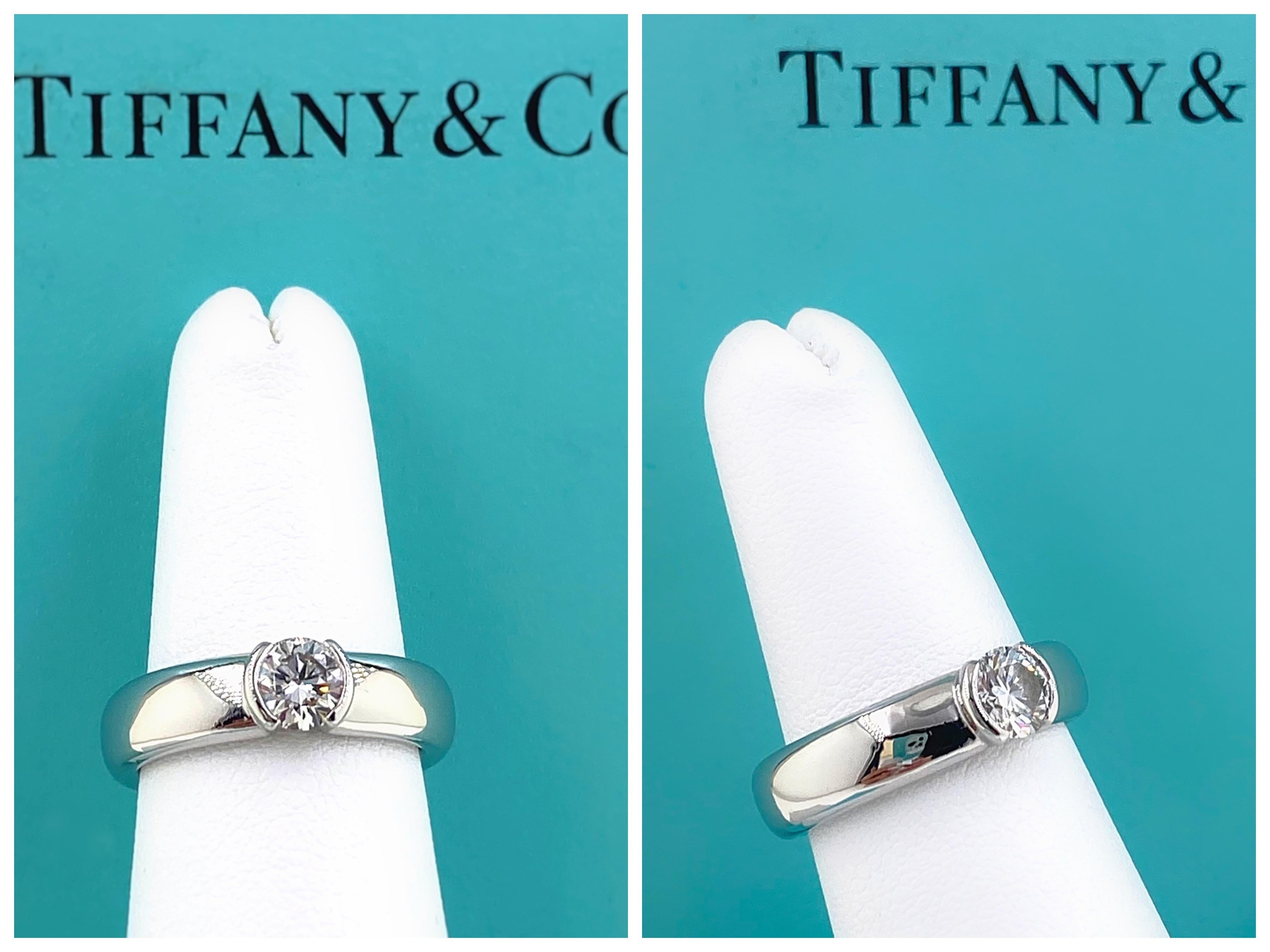 Tiffany & Co. Etoile Round Diamond 0.56 TCW H VVS2 Engagement Ring Platinum For Sale 9