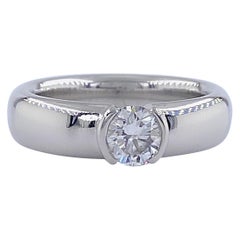 Tiffany & Co. Etoile Round Diamond 0.56 TCW H VVS2 Engagement Ring Platinum