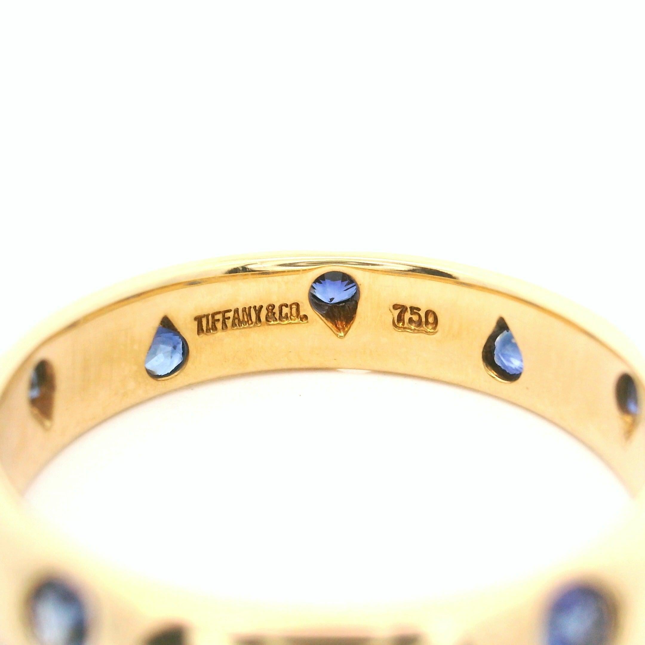 Tiffany & Co. Etoile Saphir 18k Gelbgold 4mm Bandring Größe 6 Damen