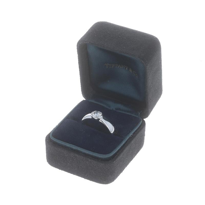 Tiffany & Co. Etoile Semi Bezel Diamond Solitaire Engagement Ring Platinum .79ct For Sale 3