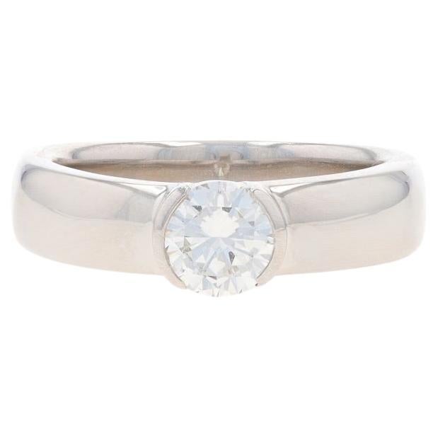 Tiffany & Co. Etoile Semi Bezel Diamond Solitaire Engagement Ring Platinum .79ct en vente