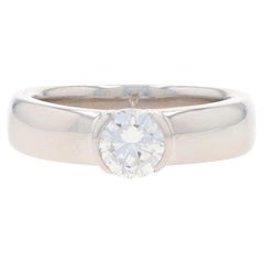 Tiffany & Co. Etoile Semi Bezel Diamond Solitaire Engagement Ring Platinum .79ct
