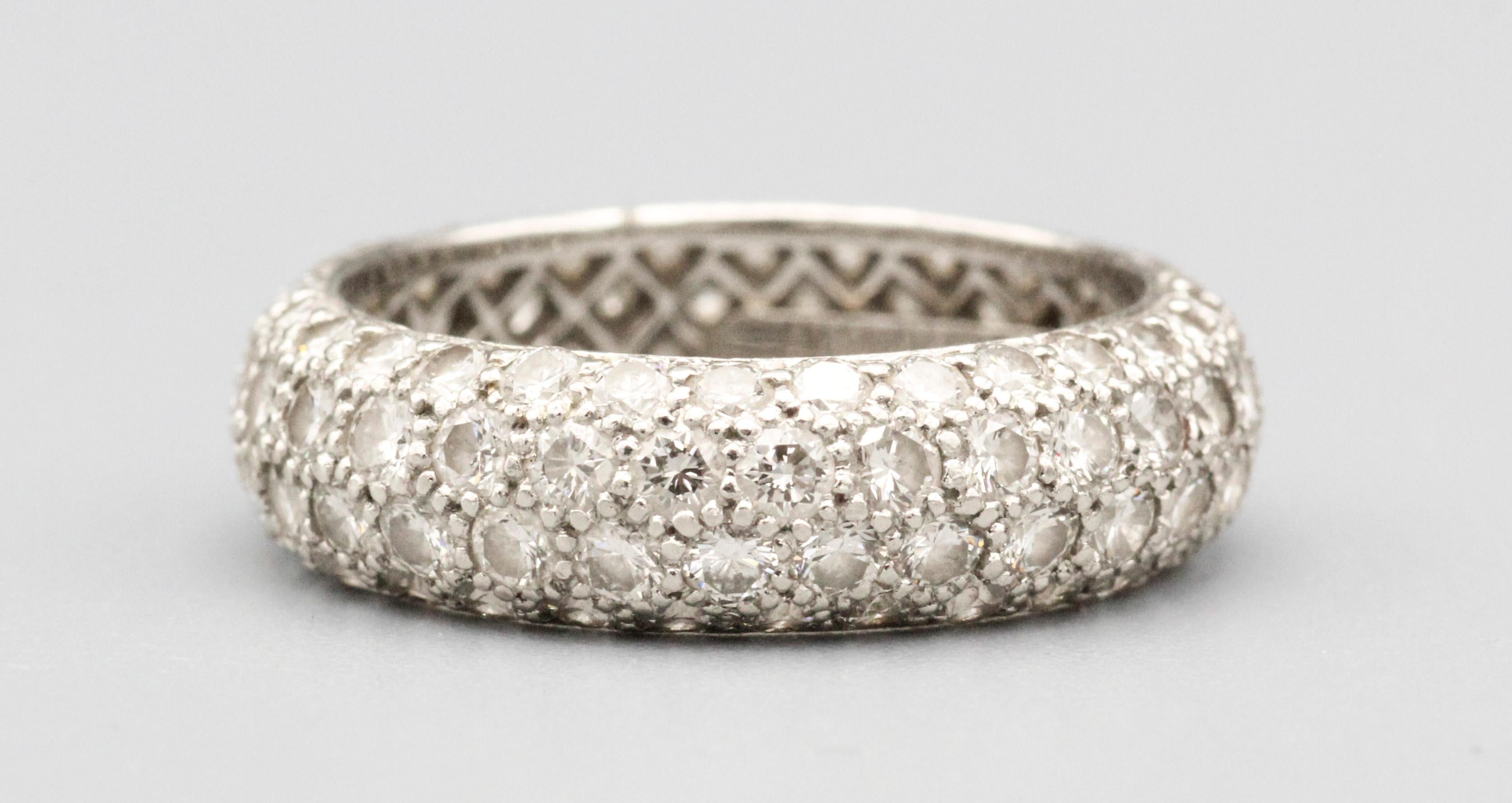 Tiffany & Co. Etoile Soleste 4 Row Diamond Platinum Eternity Band Size 5.75 In Good Condition For Sale In New York, NY