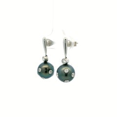 Tiffany & Co. Etoile Tahitian Pearl Diamond Earrings Platinum