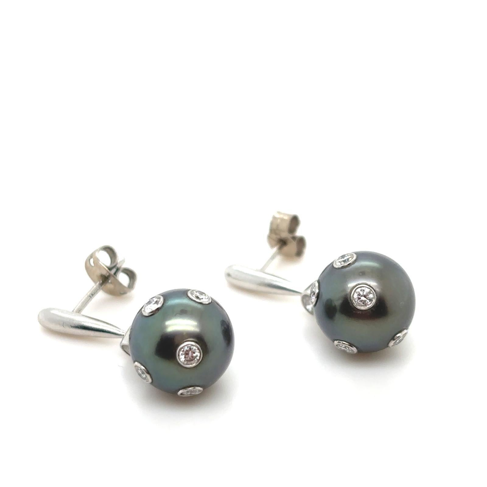 Tiffany & Co. Orecchini Etoile con perle di Tahiti e diamanti in platino In condizioni buone in vendita a London, GB