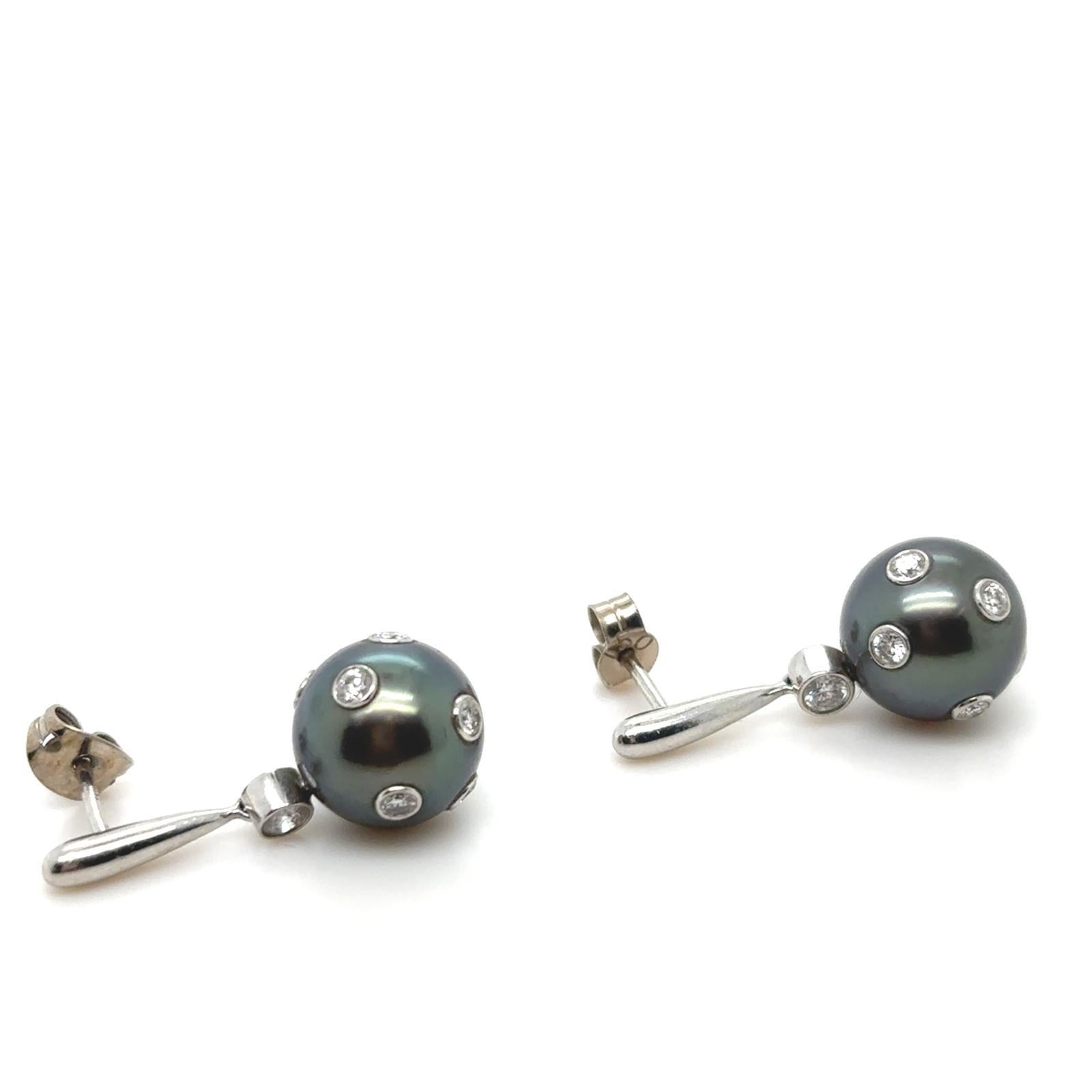Tiffany & Co. Etoile Tahitian Pearl Diamond Earrings Platinum For Sale 1
