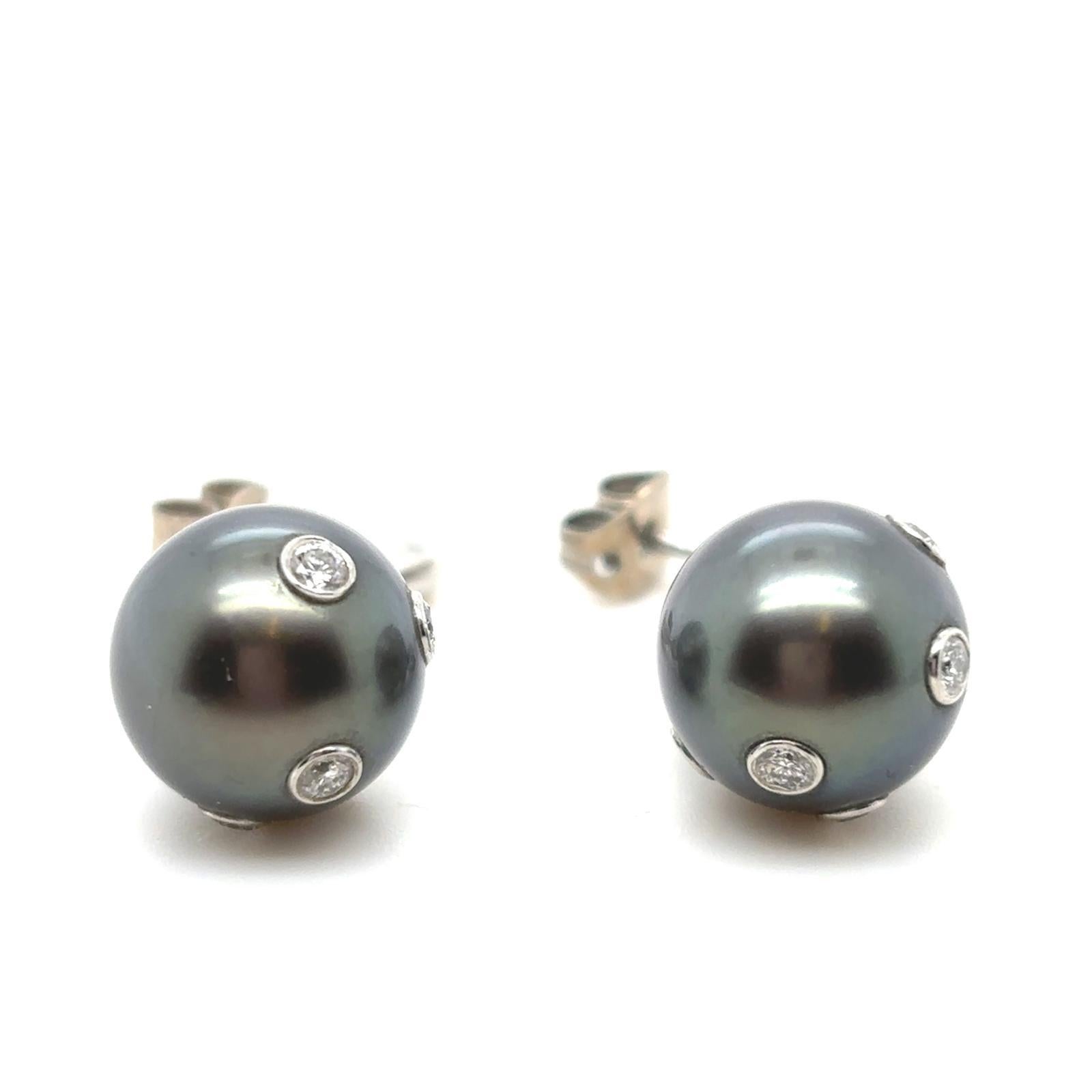 Tiffany & Co. Etoile Tahitian Pearl Diamond Earrings Platinum For Sale 2