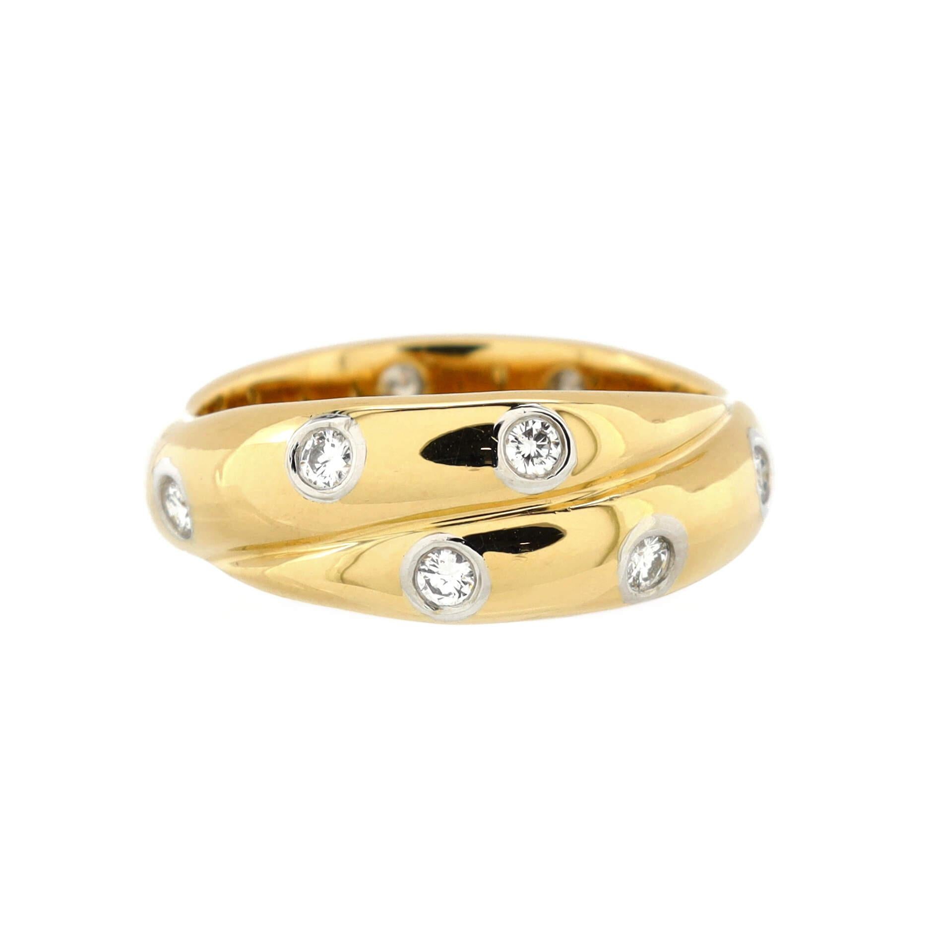 Tiffany & Co. Etoile Twist Band Ring 18K Yellow Gold and Platinum with Di In Good Condition In New York, NY