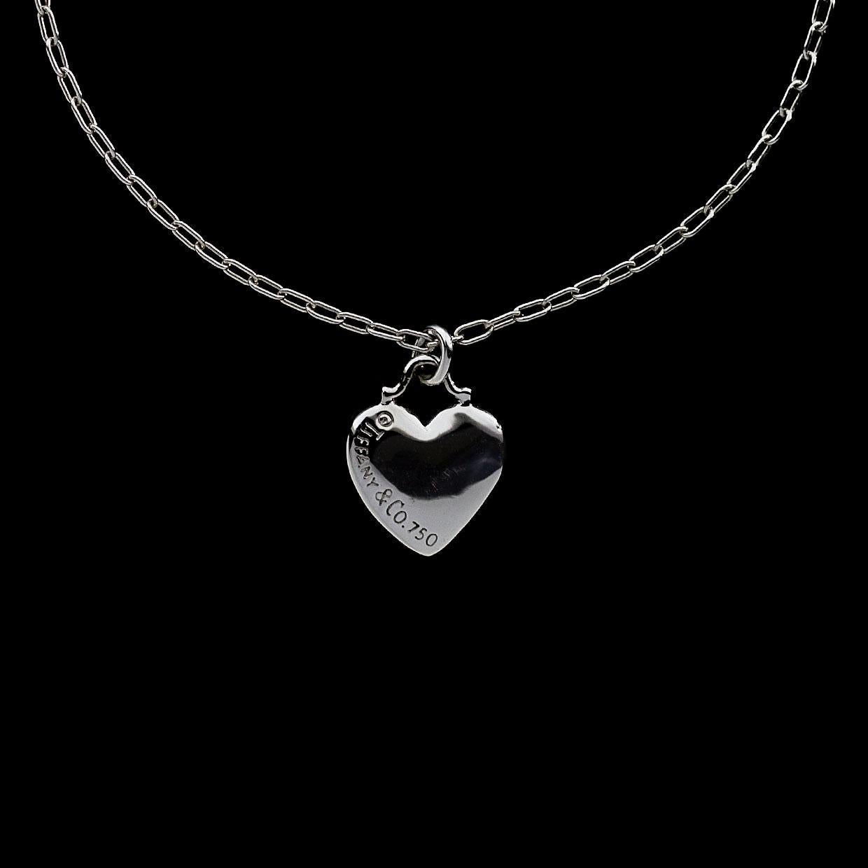 Tiffany & Co. Etoile White Gold Round Diamond Heart Pendant Necklace In Excellent Condition In Columbia, MO