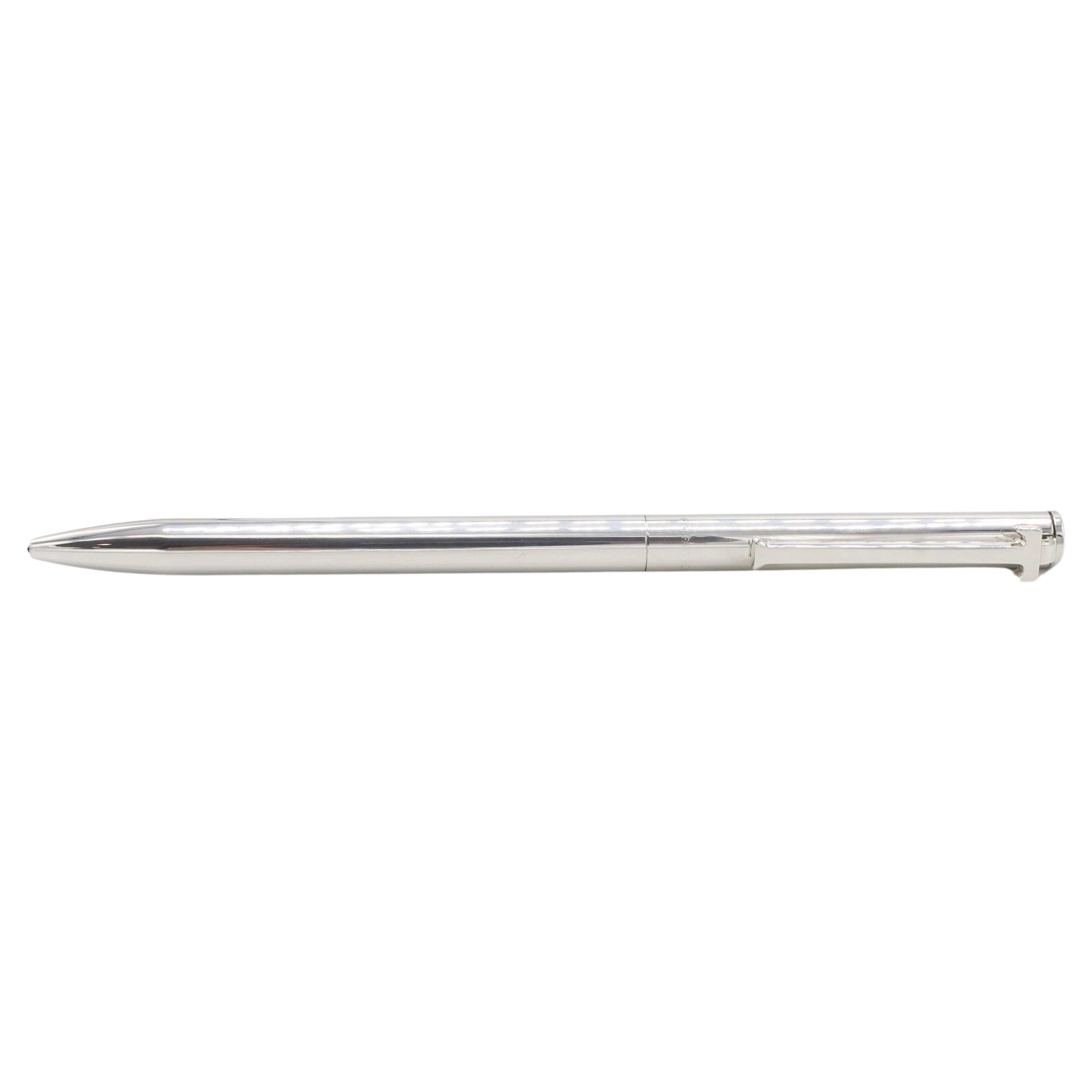 Tiffany & Co.  Executive Tiffany T-clip Ballpoint Pen Sterling Silver with Box
Metal: Sterling silver
Weight: 20.9 grams
Ink: Black
Length: 5.25 inches
Width: 7.5mm
Signed: ©Tiffany & Co. 925 U.S.A.
Retail: $275 USD
