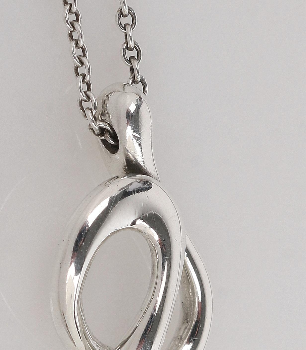 TIFFANY & CO F/W 2004 Elsa Peretti “Open Wave” Sterling Silver Pendant Necklace 3