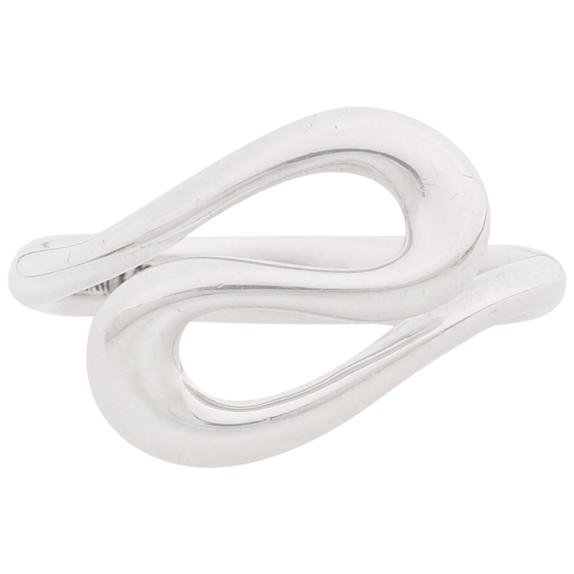 TIFFANY 
CO F/W 2004 Elsa Peretti “Open Wave” Swirled Sterling Silver Ring