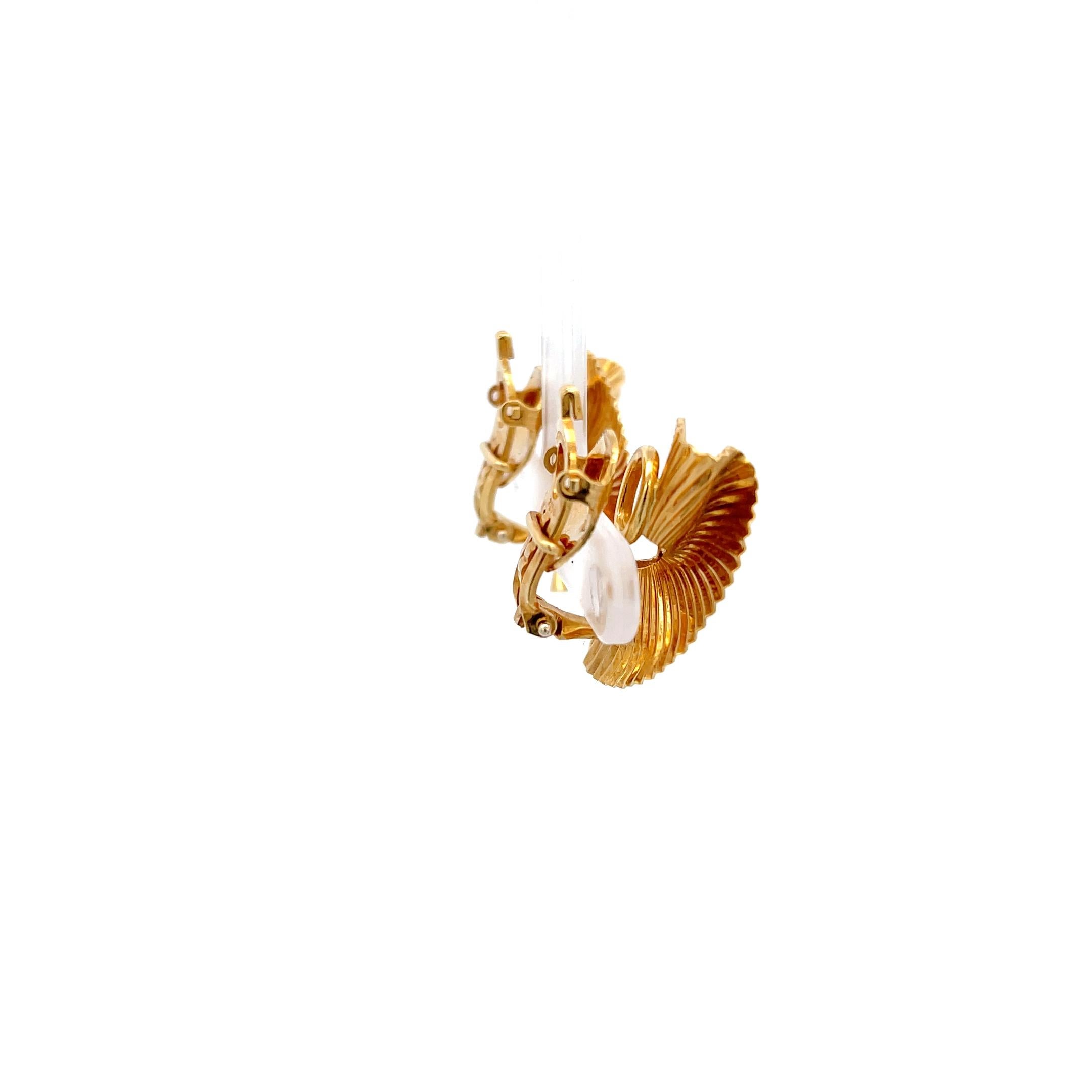 Tiffany & Co. Fan Earrings 14K Yellow Gold 1