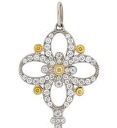 Tiffany & Co. Fancy Diamond 18 Karat Yellow Gold Platinum Victoria Key Pendant