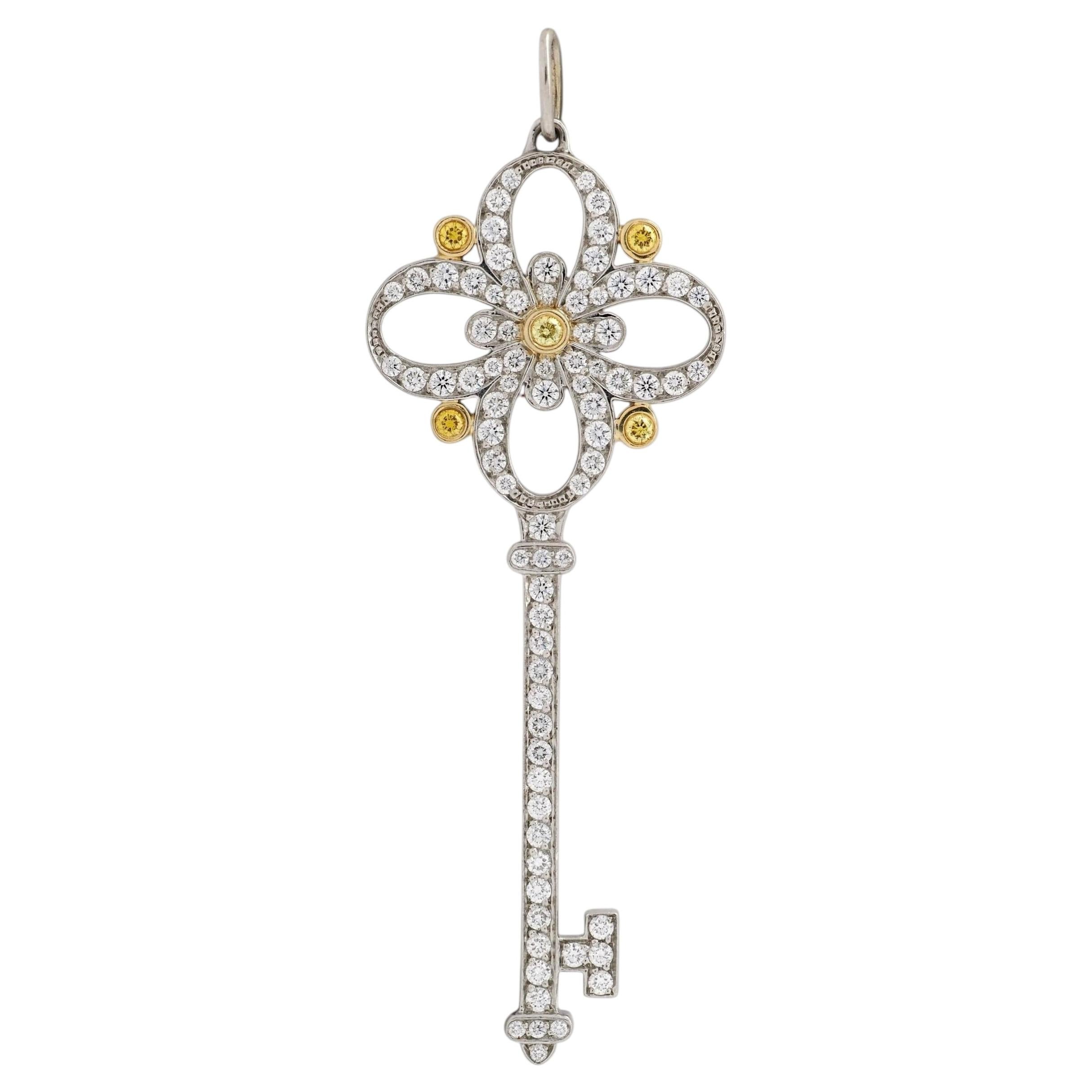 Tiffany & Co. Fancy Diamond 18 Karat Yellow Gold Platinum Victoria Key Pendant