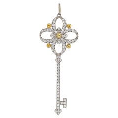 Tiffany & Co. Fancy Diamond 18 Karat Yellow Gold Platinum Victoria Key Pendant
