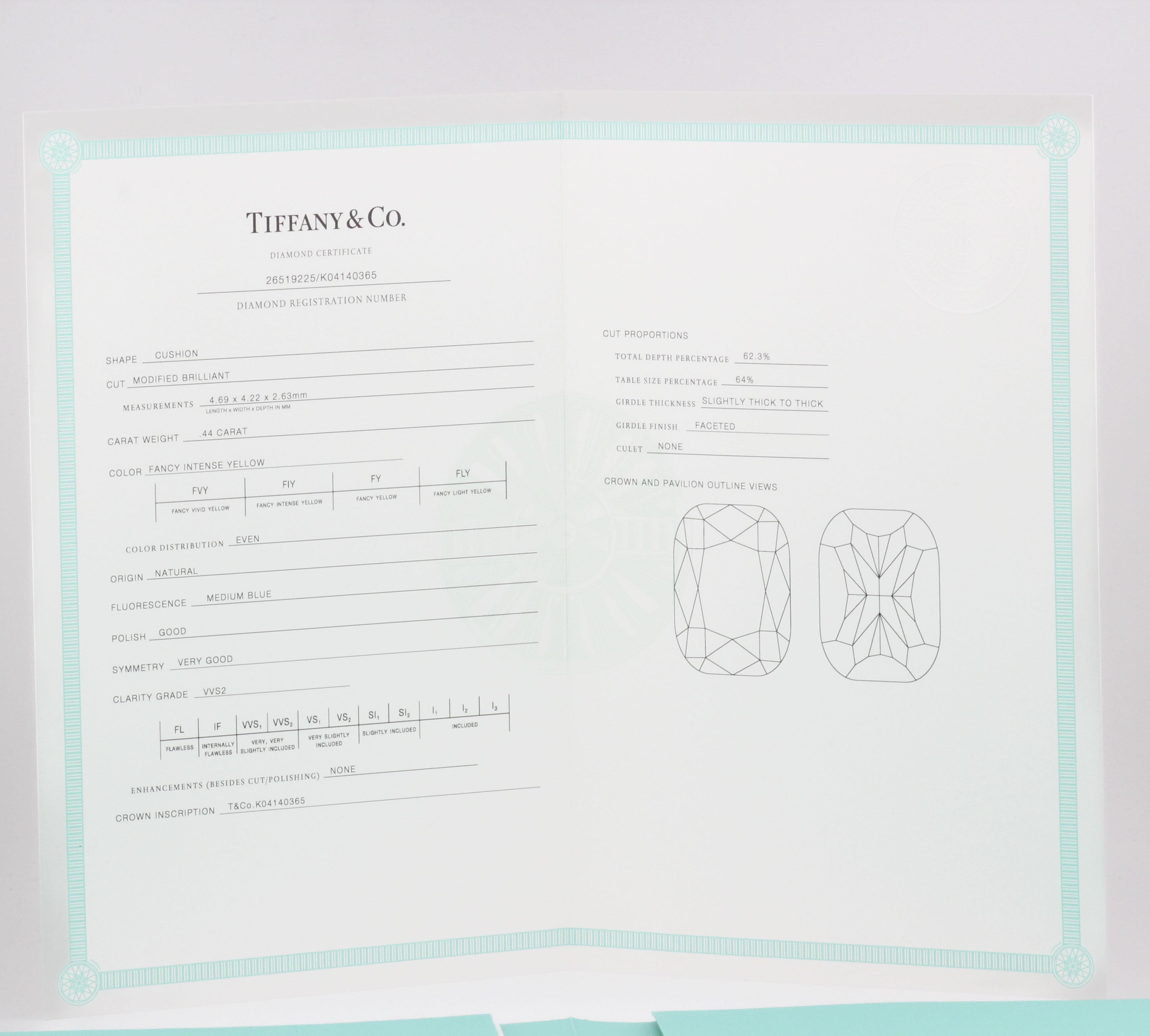 Tiffany & Co Fancy Intense Yellow .86 Ct Pave Diamond Stud Earrings w/Box Papers For Sale 5