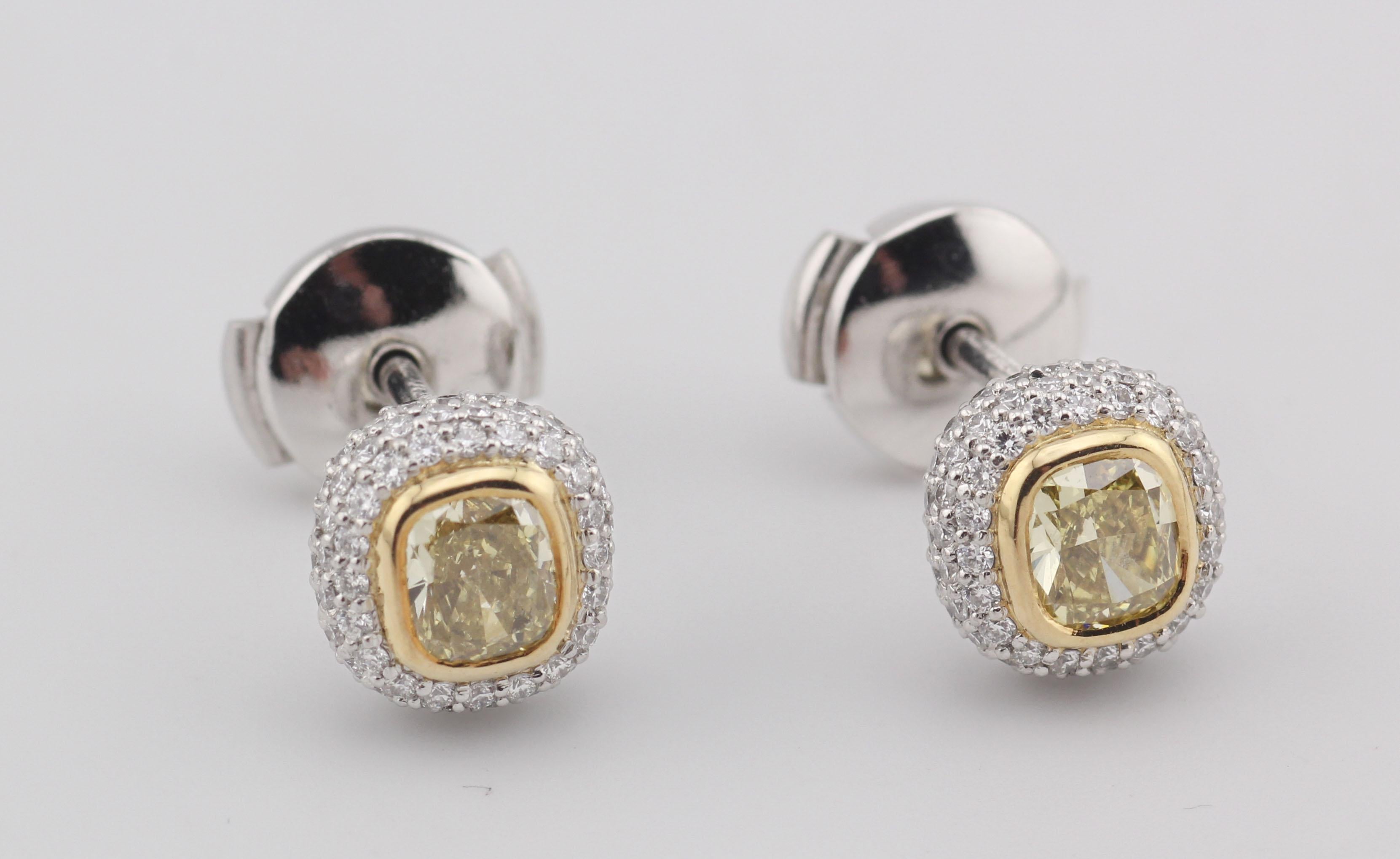 Radiating timeless elegance and rare brilliance, these exquisite Tiffany & Co. Fancy Intense Yellow Diamond Stud Earrings capture the house’s mastery of exceptional gemstones and refined design.

Each earring features a mesmerizing cushion-cut Fancy