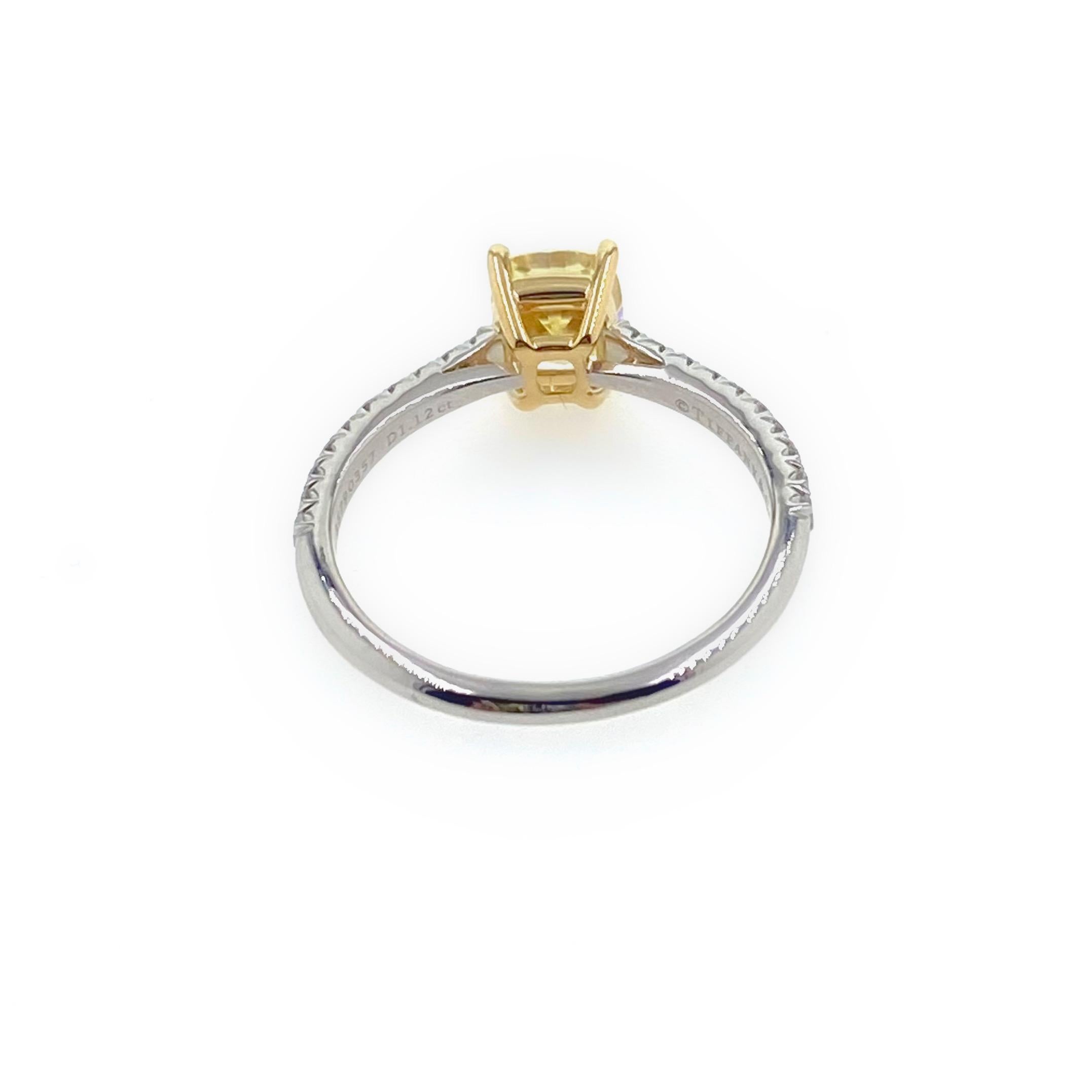 Tiffany & Co. Fancy Intense Yellow Cushion NOVO 1.28 Tcw Diamond Engagement Ring 6