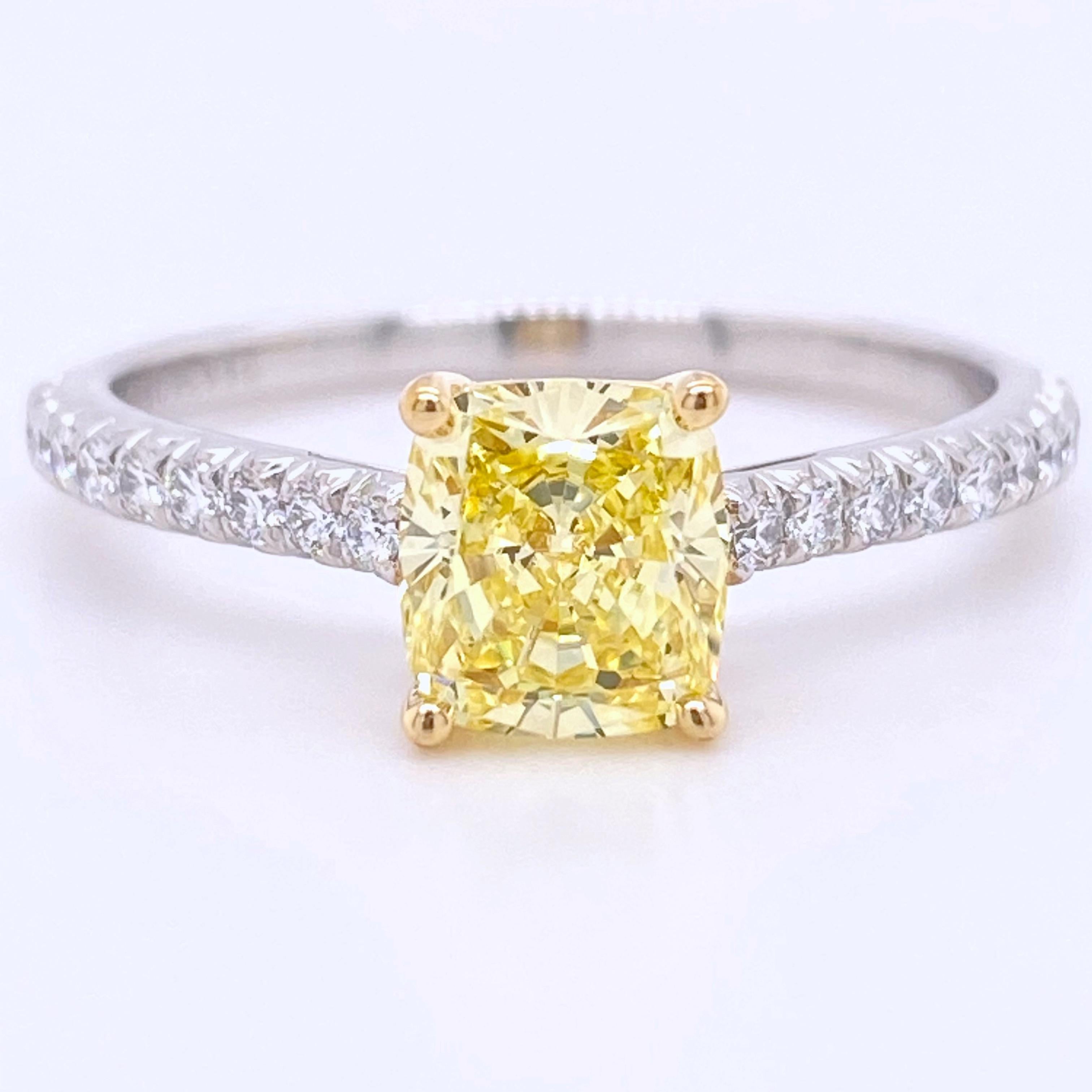 Tiffany & Co. Fancy Intense Yellow Cushion NOVO 1.28 Tcw Diamond Engagement Ring 7