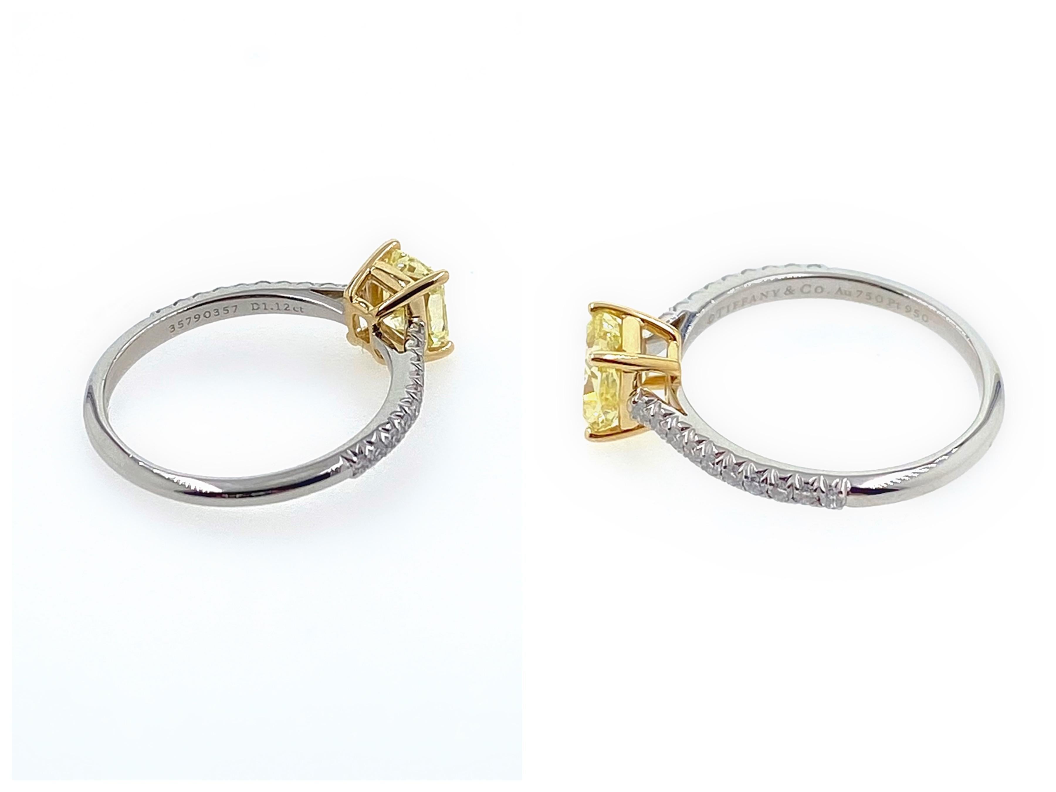 Tiffany & Co. Fancy Intense Yellow Cushion NOVO 1.28 Tcw Diamond Engagement Ring 3