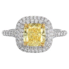 Tiffany & Co. Fancy Vivid Yellow Cushion Diamond Ring