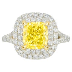 Tiffany & Co. Anello solitario con cuscino di diamanti gialli Fancy Vivid Diamonds in platino