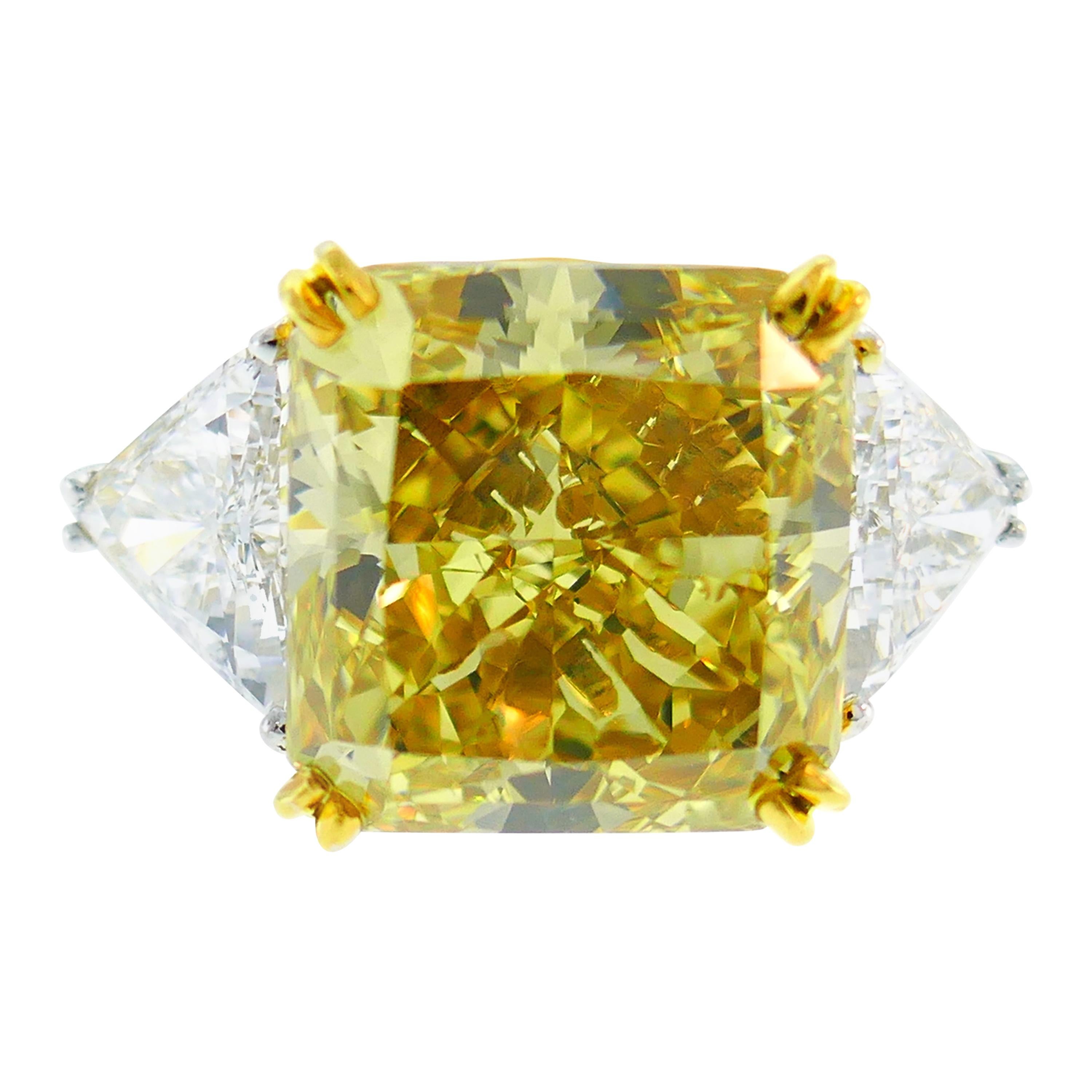 Tiffany & Co. Diamond Platinum Ring 12.12 Carat Fancy Deep Brownish Yellow GIA