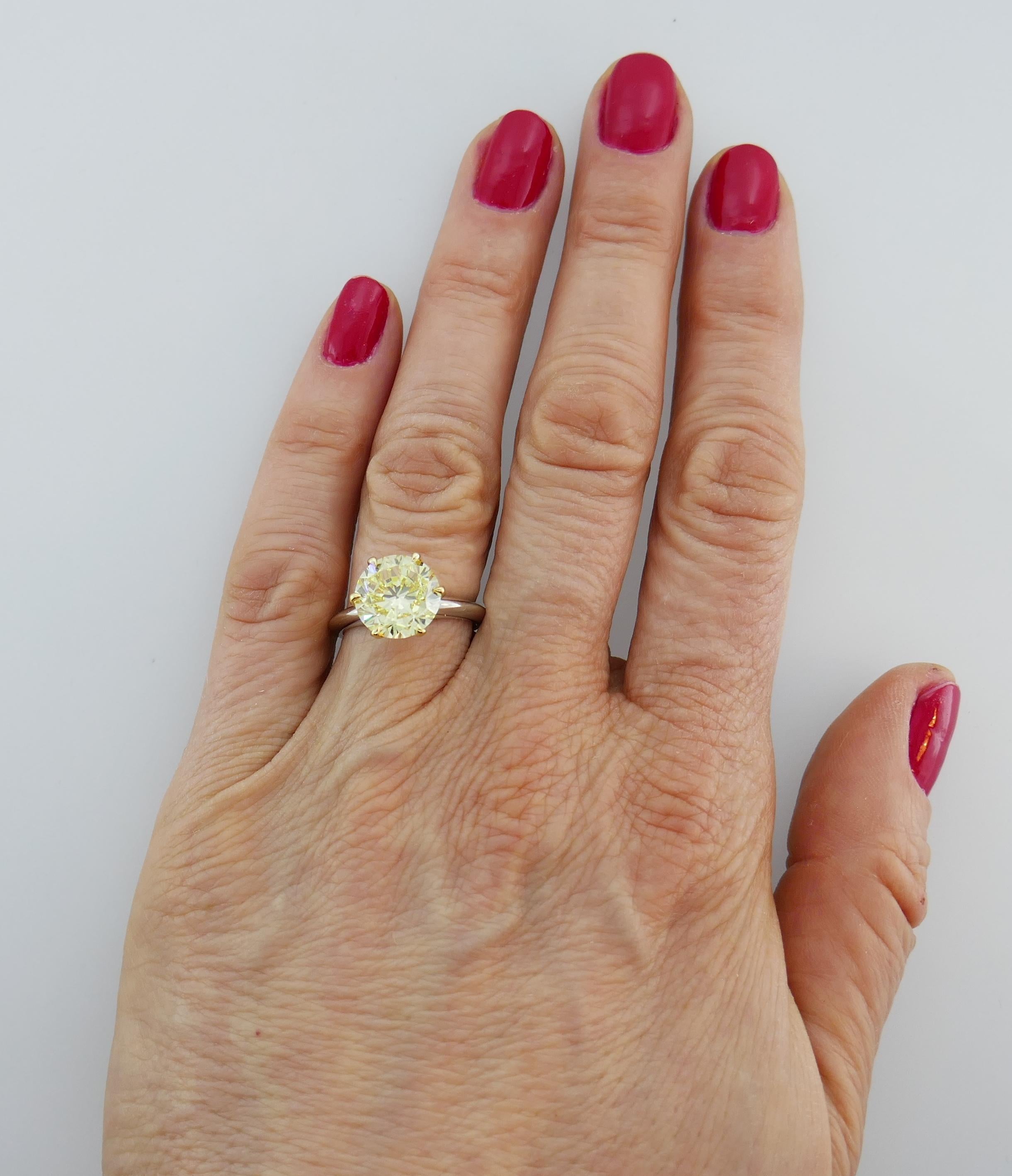 Tiffany & Co. Fancy Intense Yellow Diamond Platinum Ring 4.02-carat VVS1 GIA 5
