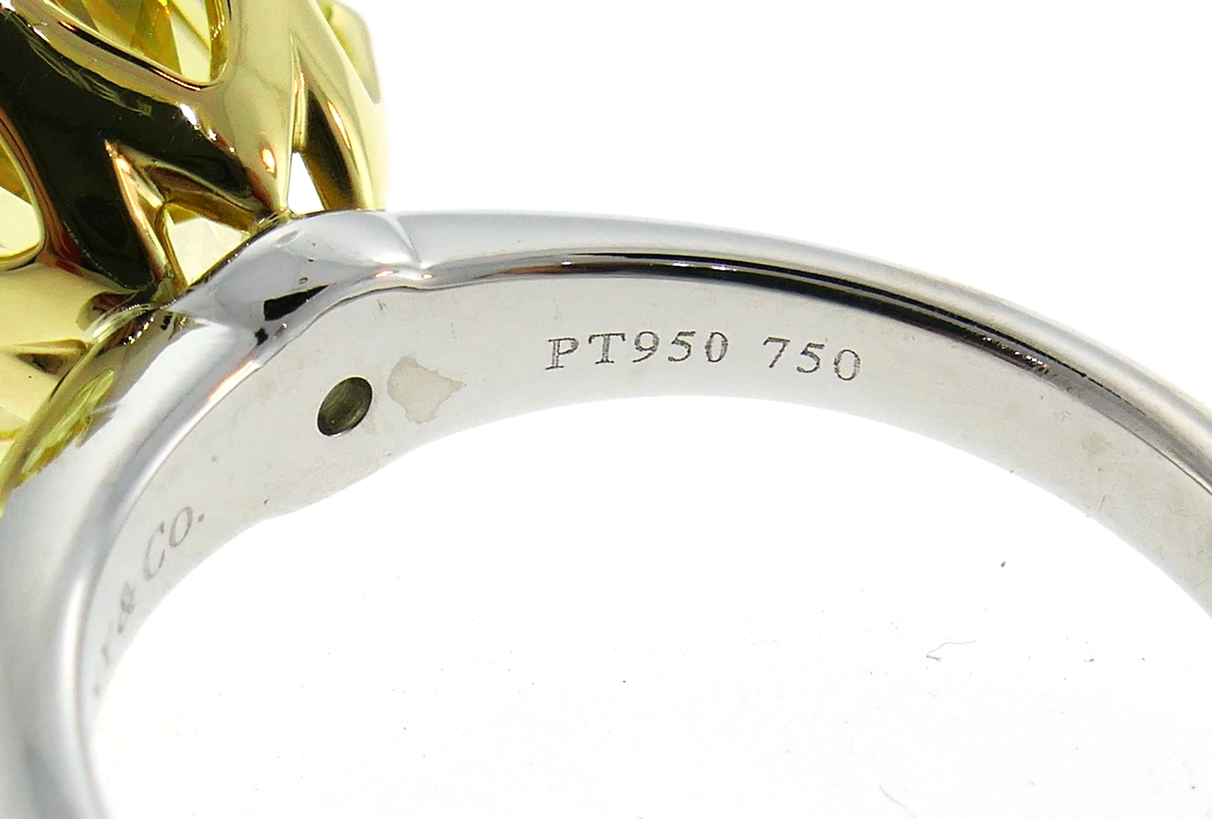 Tiffany & Co. Fancy Intense Yellow Diamond Platinum Ring 4.02-carat VVS1 GIA 4